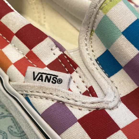 rainbow checkered vans adults